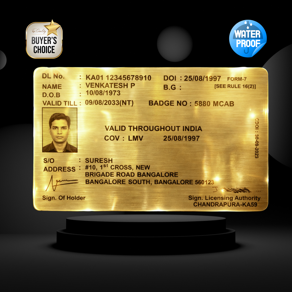 Brushed Gold Metal Driver's License