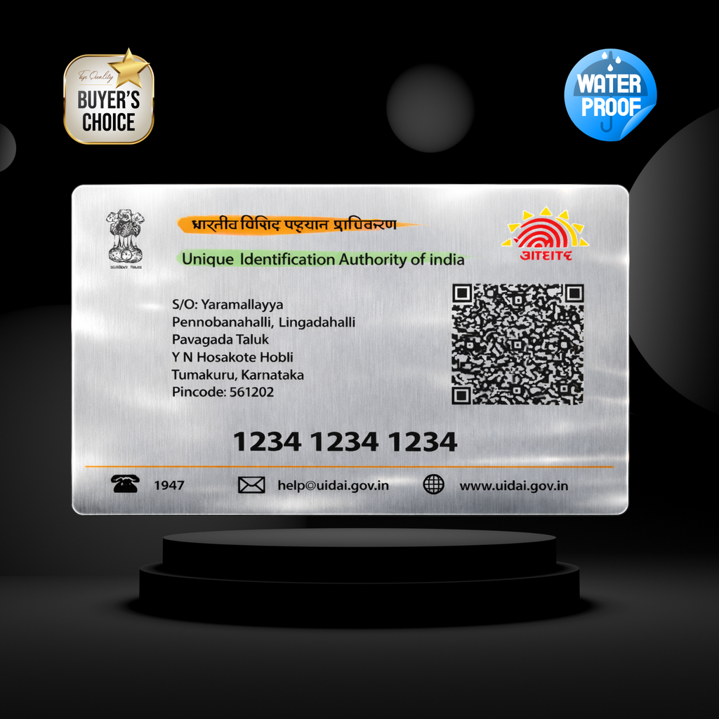 Brushed Aluminum Metal Aadhar Card
